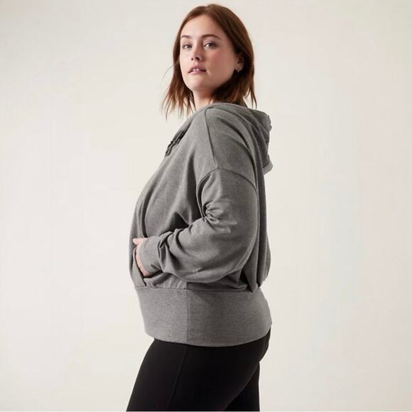 Athleta Balance Full Zip Up Hoodie Sweatshirt Women’s 1X Gray Athleisure Workout - Picture 2 of 11